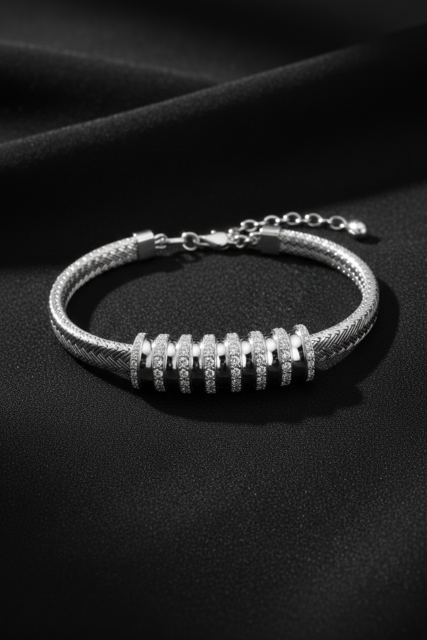Diamond Coil Link Bracelet-Saleh Sallom