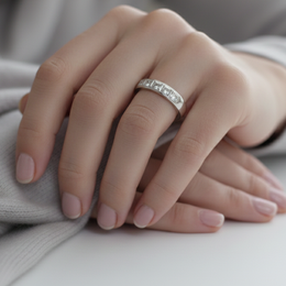 18K White Gold Diamond Band Ring – Natural Diamonds | IGI Certified-Saleh Sallom