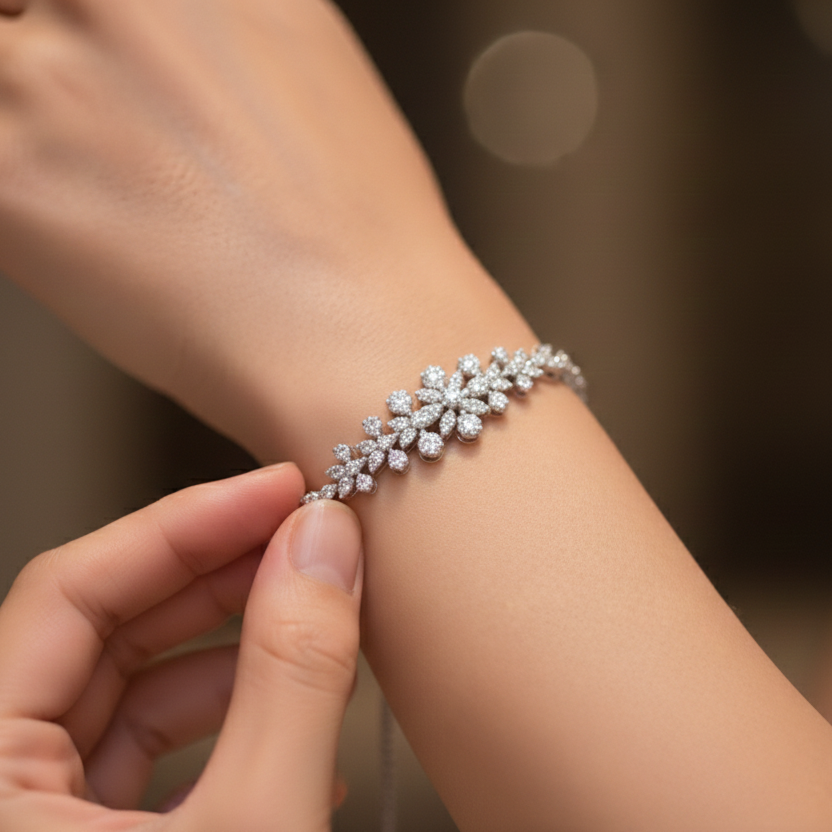 Floral Diamond Bracelet – 2.92 CT in White Gold-Saleh Sallom