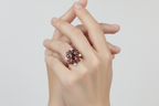 Imperial Crimson Bloom Ring – 18K White Gold Garnet & Diamond Statement Ring-Saleh Sallom