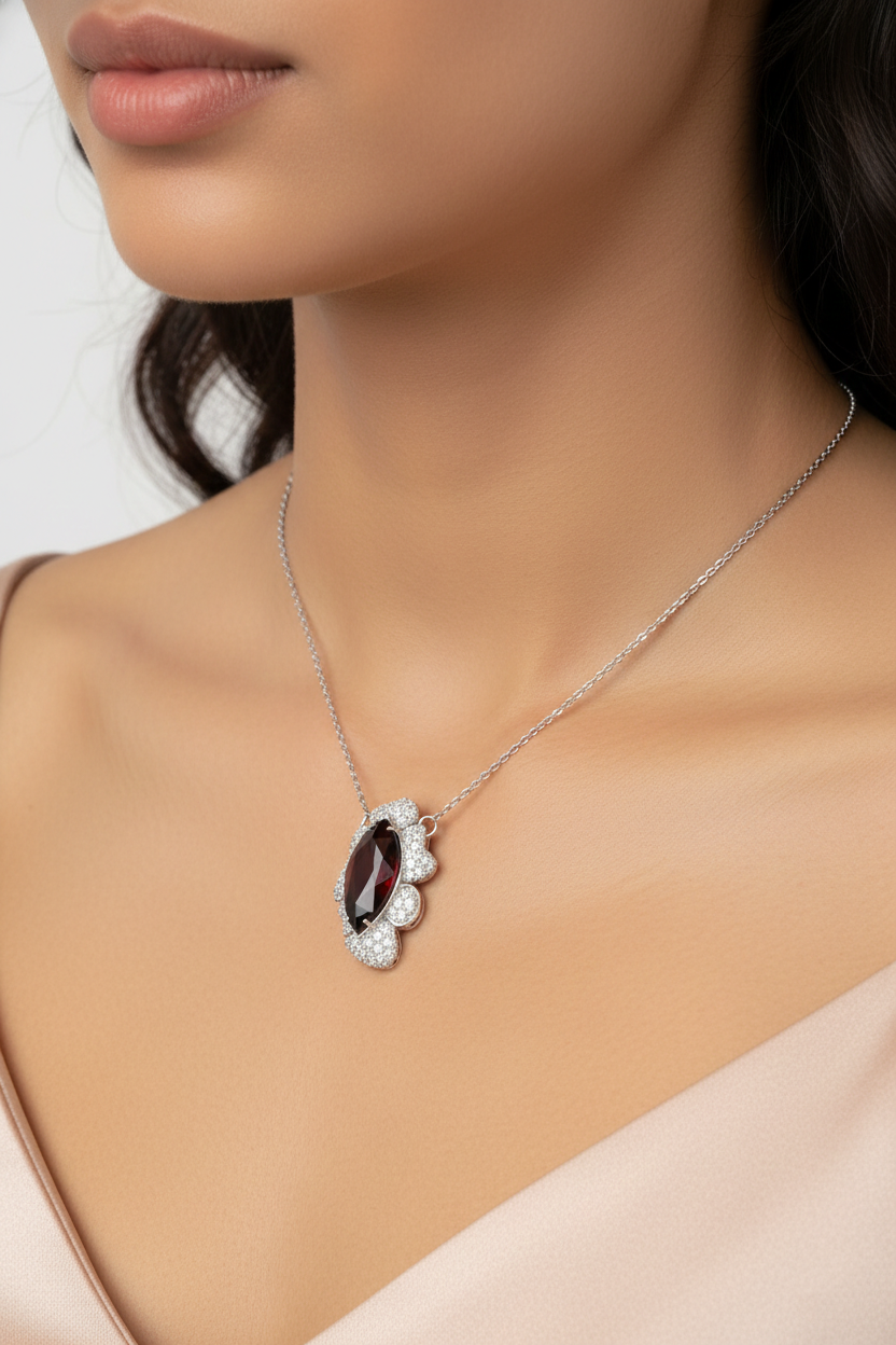 Obsidian Flame Natural Diamond Pendant-Saleh Sallom