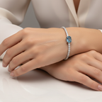 Blue Sapphire & Diamond Bracelet in 18K White Gold-Saleh Sallom