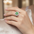 Lab-Created Green Diamond & Diamond Halo Ring in 14K White Gold-Saleh Sallom
