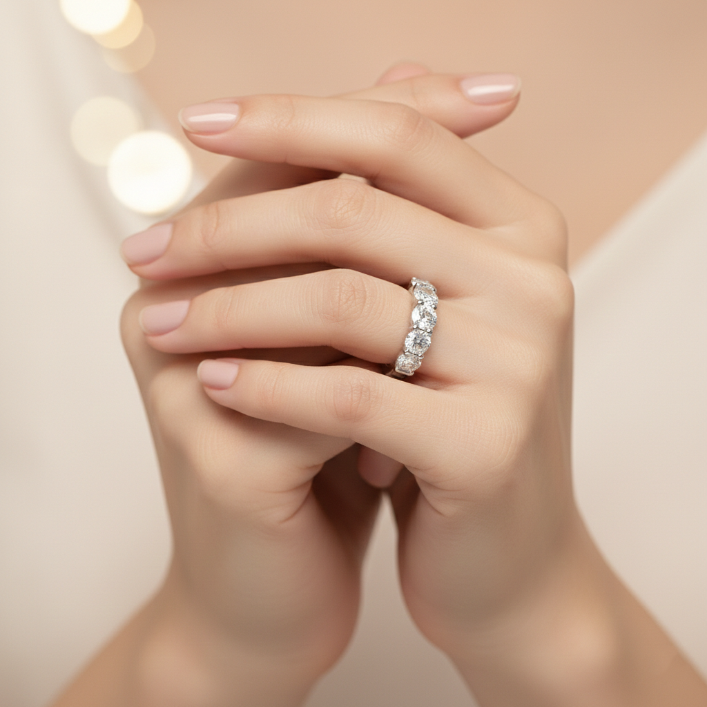 Five Stone Round Diamond Band in White Gold | 1.25 Carat | VS1 Clarity | Luxury Anniversary Ring | Saleh Sallom-Saleh Sallom