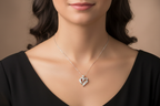 White Gold Double-Heart Diamond Pendant Necklace – IGI Certified-Saleh Sallom
