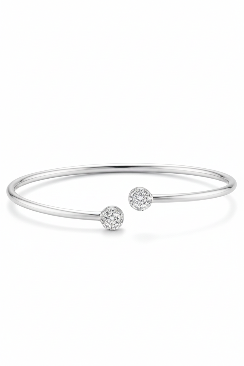 Natural Diamond Open Bangle Bracelet-Saleh Sallom