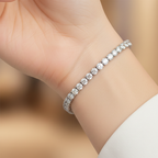 Round Brilliant Lab-Created Diamond Tennis Bracelet in 14K White Gold-Saleh Sallom