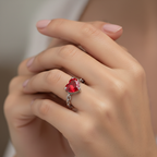 Heart-Cut Ruby Chain Ring in 18K White Gold | Minimalist Luxury | Saleh Sallom-Saleh Sallom
