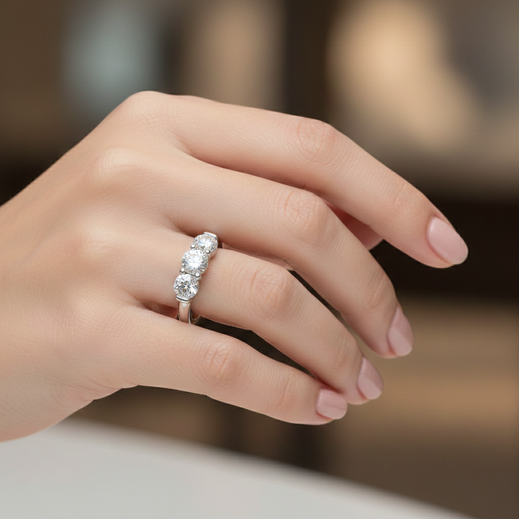 Five Stone Round Diamond Ring in White Gold | 2.18 Carat | VS1 Clarity | Luxury Anniversary Band | Saleh Sallom Secondary image