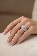 American Diamond Pavé Wide Ring in Rhodium-Plated Sterling Silver-Saleh Sallom
