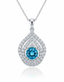 Natural Diamond Teardrop Halo Pendant in 18K White Gold-Saleh Sallom
