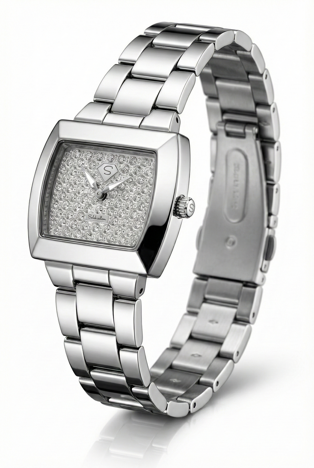 Saleh Sallom Diamond Pavé Watch in Stainless Steel – 0.48 CT Natural Diamonds-Saleh Sallom