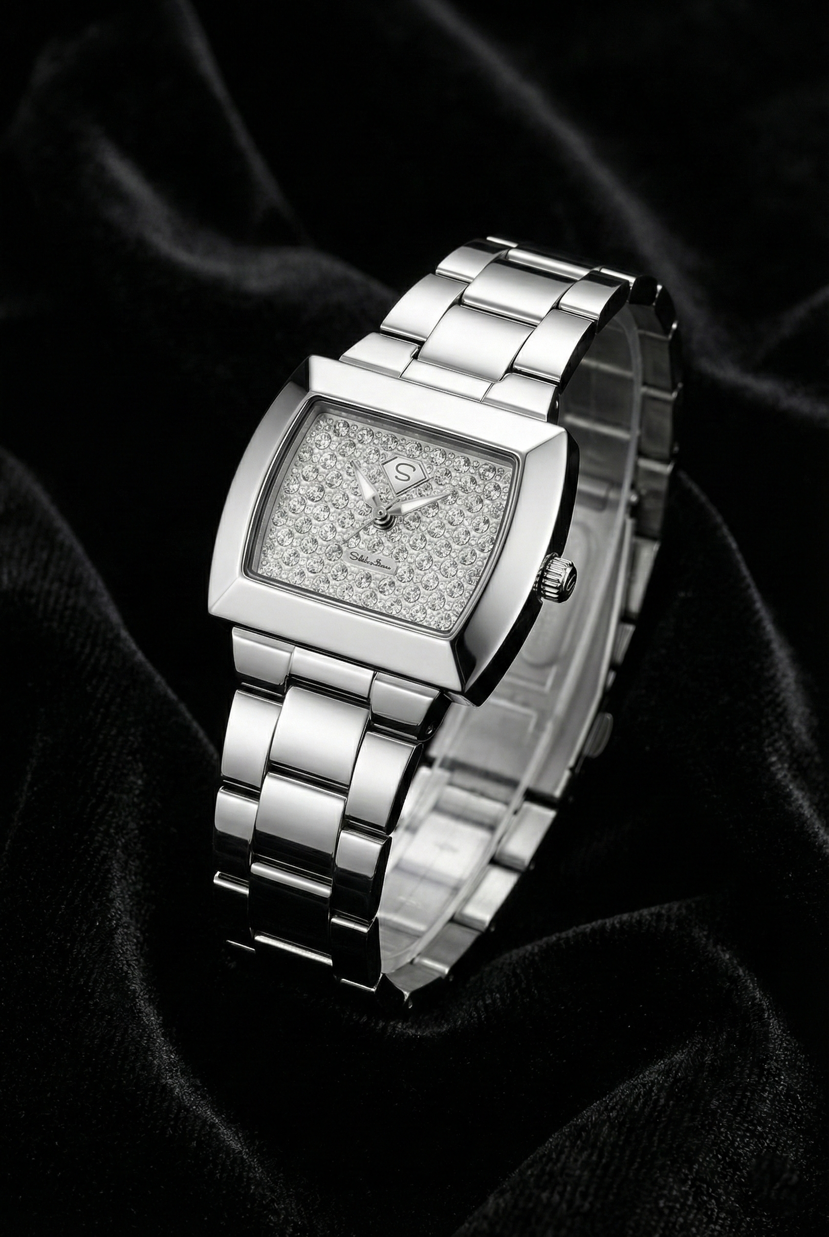 Saleh Sallom Diamond Pavé Watch in Stainless Steel – 0.48 CT Natural Diamonds-Saleh Sallom