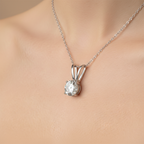 Round-Cut Lab-Created Diamond Solitaire Pendant in 14K White Gold-Saleh Sallom
