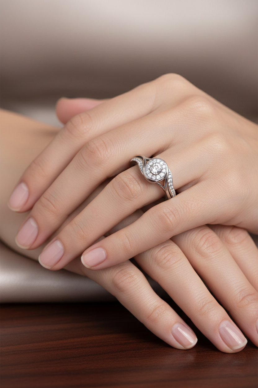 14K White Gold with Natural Diamond Accents-Saleh Sallom