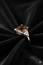8.68 Carat Natural Emerald-Cut Topaz & Diamond Ring in 18K White Gold | IGI Certified | Saleh Sallom