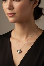 18K White Gold Heart Pendant with Natural Diamond Accents-Saleh Sallom