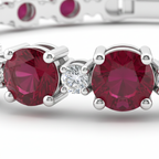 Ruby & Diamond Line Bangle in 18K White Gold-Saleh Sallom