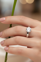 American Diamond Solitaire Ring in Rhodium-Plated Sterling Silver-Saleh Sallom