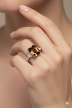 8.68 Carat Natural Emerald-Cut Topaz & Diamond Ring in 18K White Gold | IGI Certified | Saleh Sallom