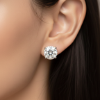Round Brilliant Lab-Created Diamond Stud Earrings in 14K White Gold-Saleh Sallom