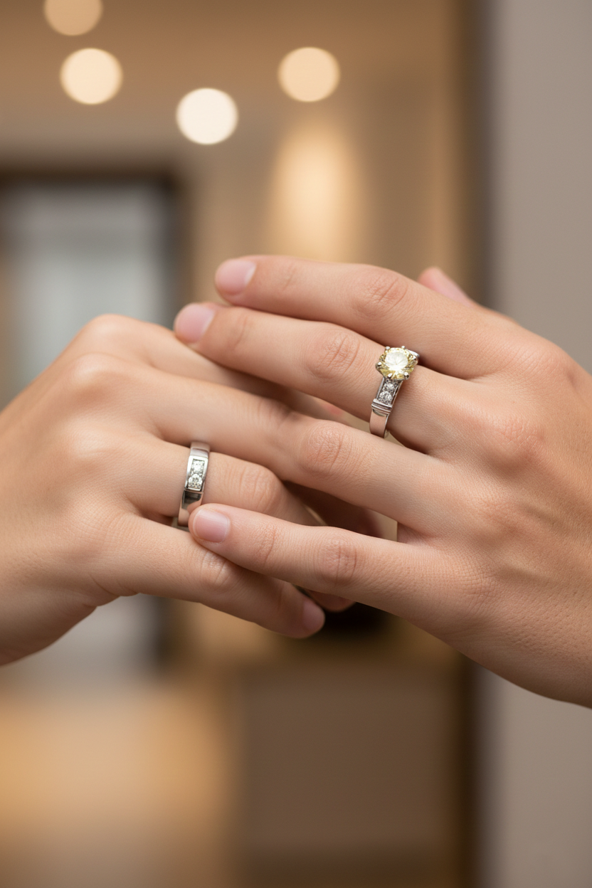 Radiant Harmony Natural Yellow Diamond Ring 18K White Gold with Natural Diamond Accents-Saleh Sallom