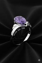 3.20 Carat Natural Amethyst & Diamond Ring in 14K White Gold | IGI Certified | Saleh Sallom