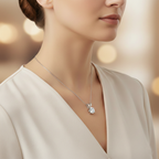 Round Lab-Created Diamond Solitaire Necklace in 14K White Gold-Saleh Sallom