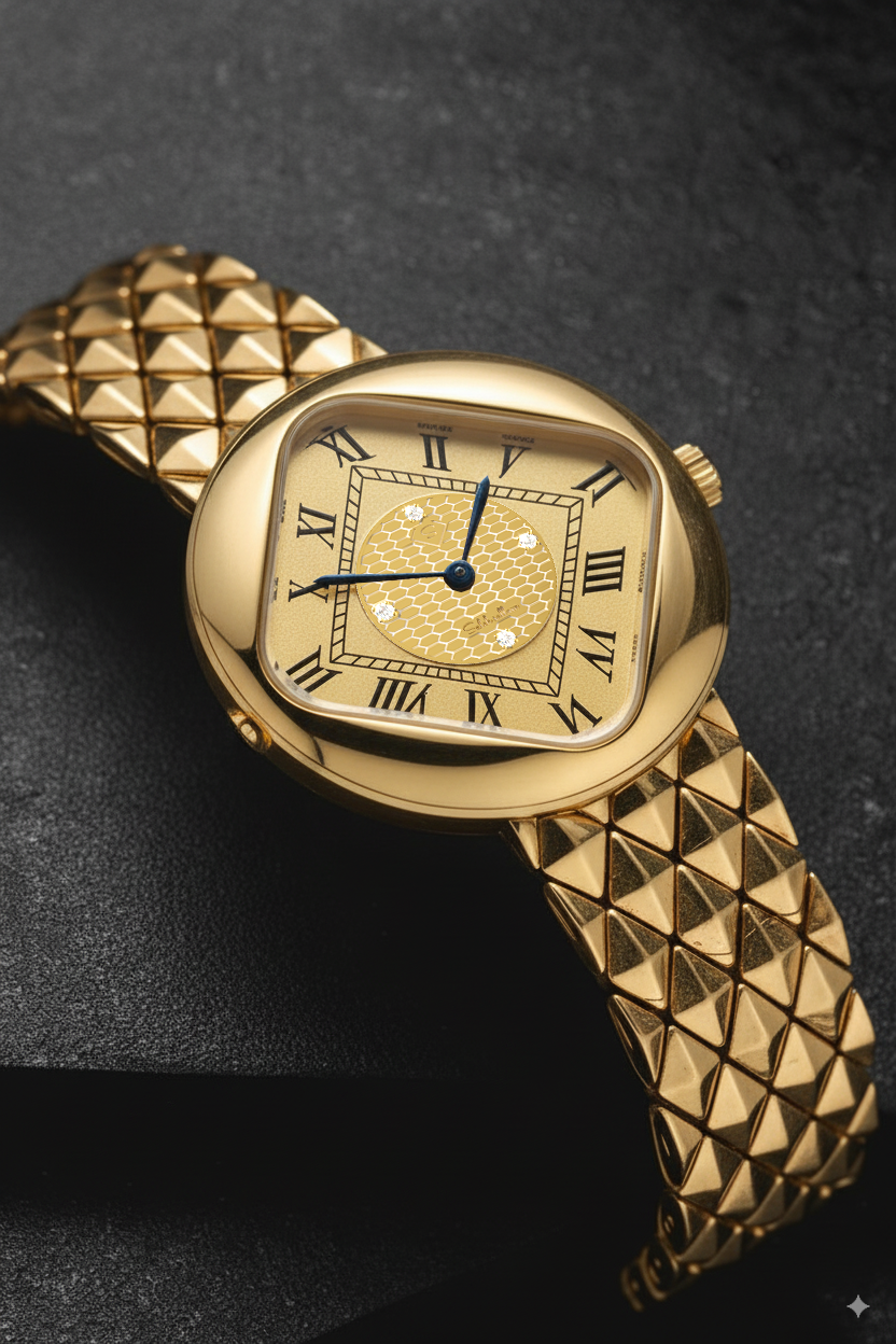 Natural Diamond Watch – 0.01 ct | Swiss-made Movement | 24K Gold-Plated