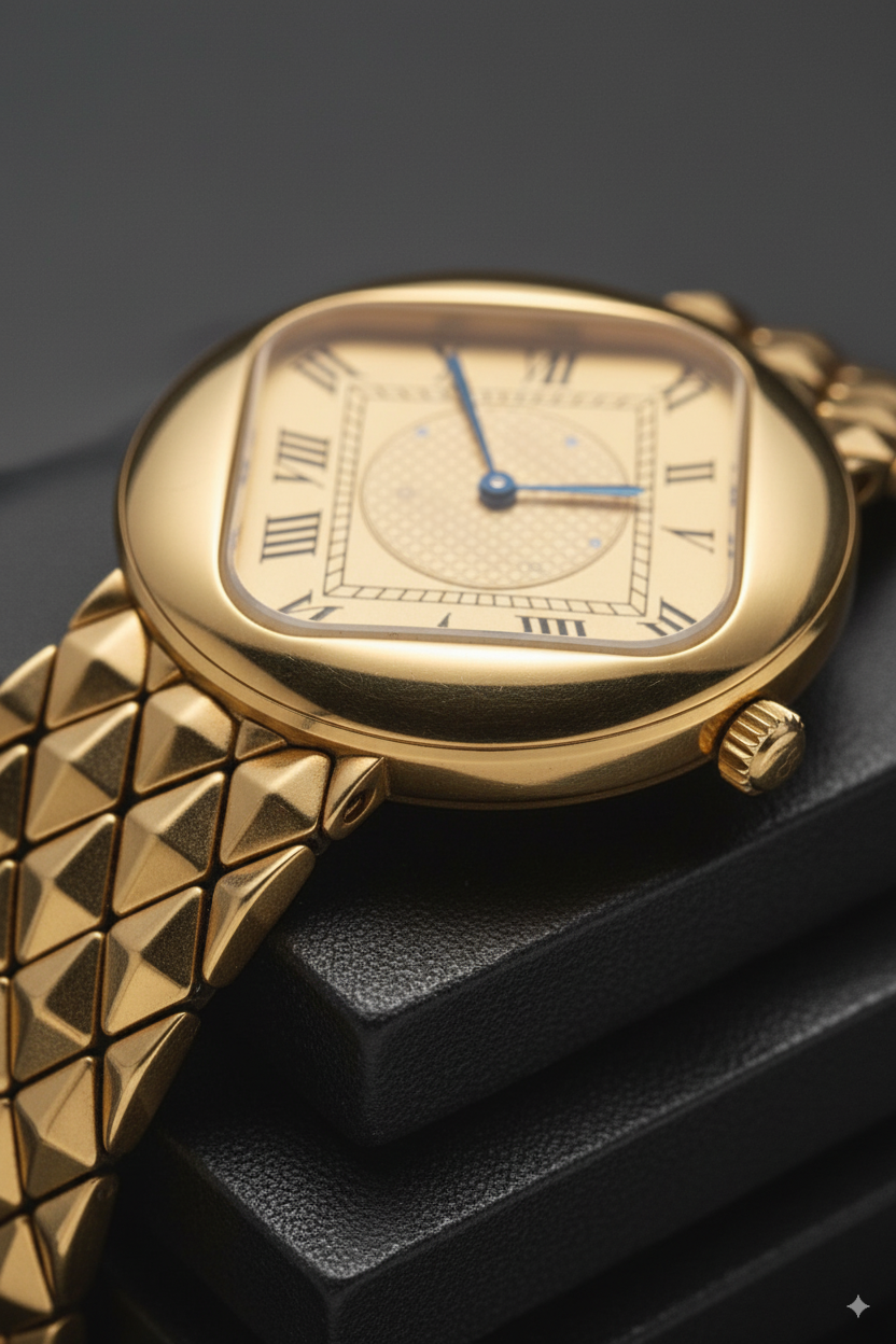 Natural Diamond Watch – 0.01 ct | Swiss-made Movement | 24K Gold-Plated