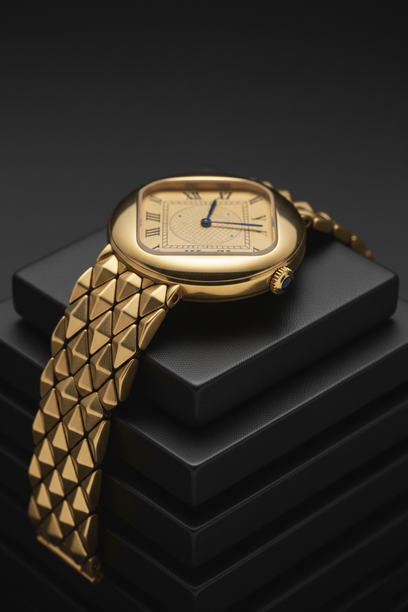 Natural Diamond Watch – 0.01 ct | Swiss-made Movement | 24K Gold-Plated