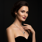 Oval Yellow Gemstone & Diamond Halo Necklace in 18K White Gold-Saleh Sallom