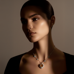 Heart-Shaped Diamond Halo Necklace in 18K White Gold-Saleh Sallom