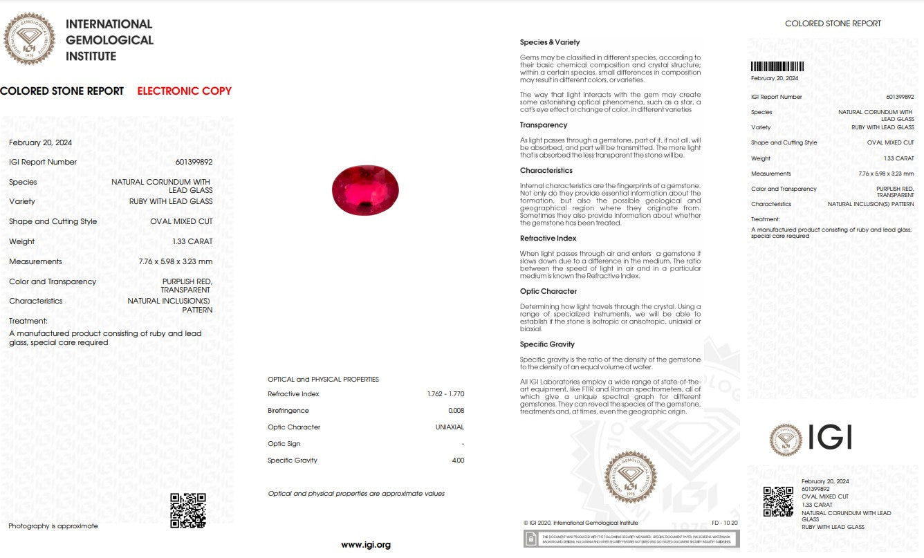 Natural Ruby -  1.33 CT - Saleh Sallom