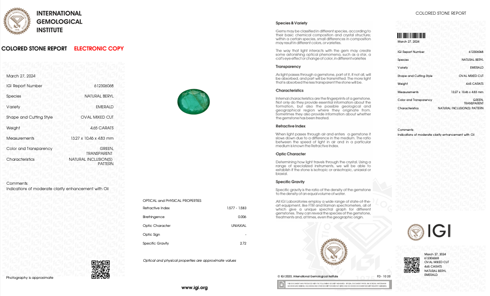 Natural Emerald - 4.65 CT - Saleh Sallom