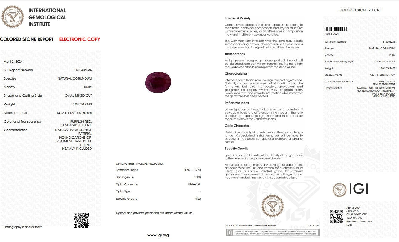 Natural Ruby - 13.04 ct - Saleh Sallom