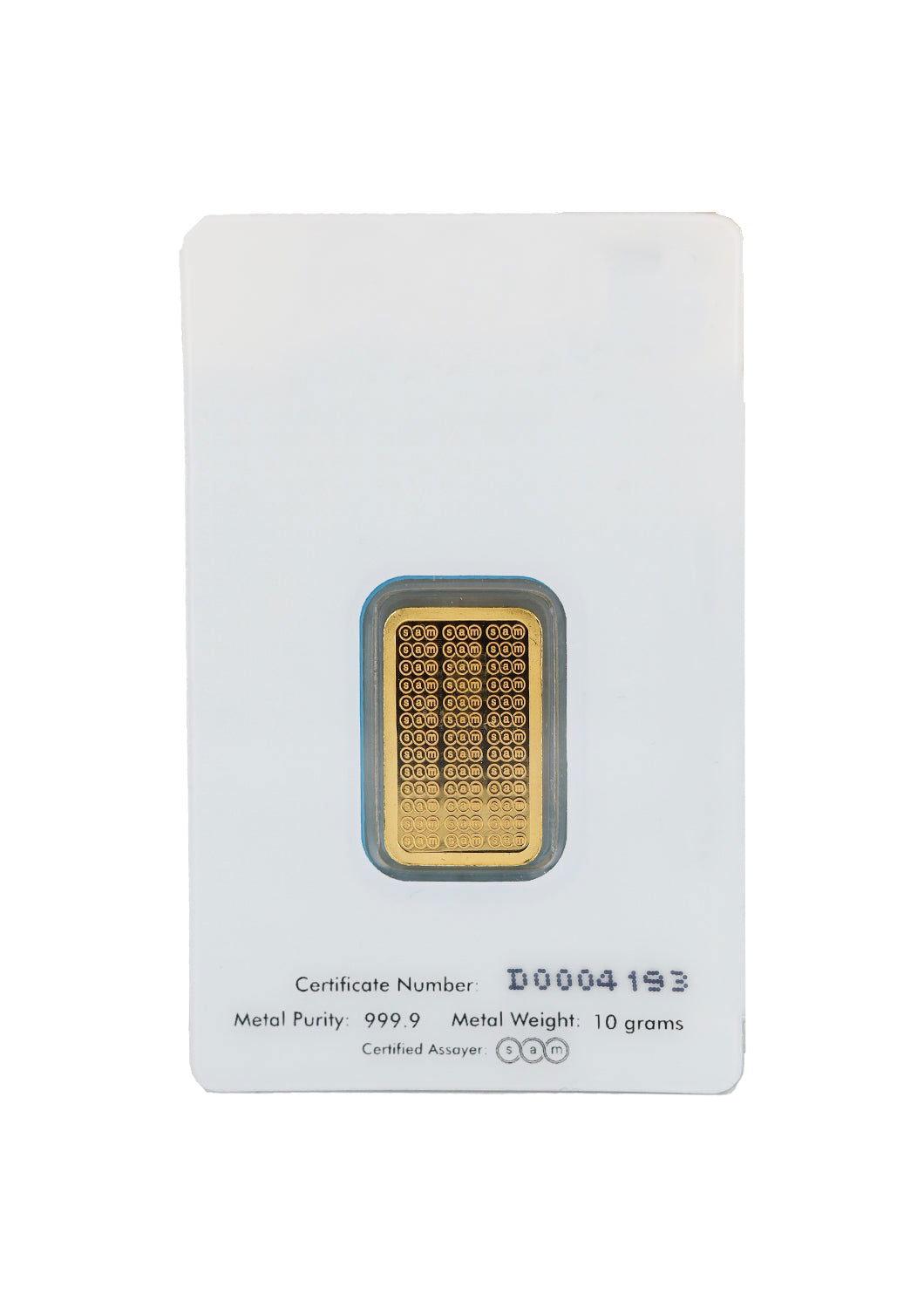 Sam Gold Bar 10 grams of pure gold, purity 999.9 - 10 grams - Saleh Sallom