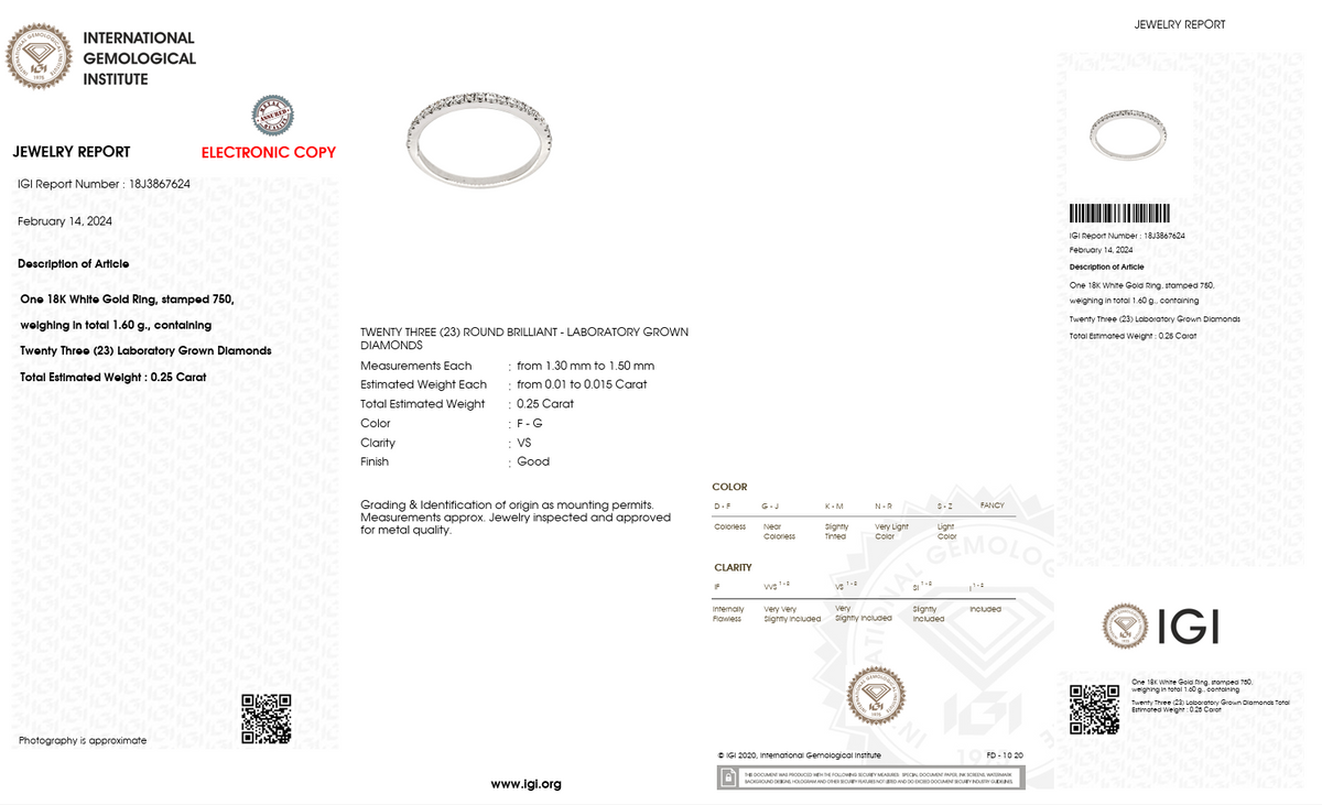 0.25 Carat Lab Diamond Half Eternity Ring in 18K White Gold | 23 Diamonds | Saleh Sallom-Saleh Sallom