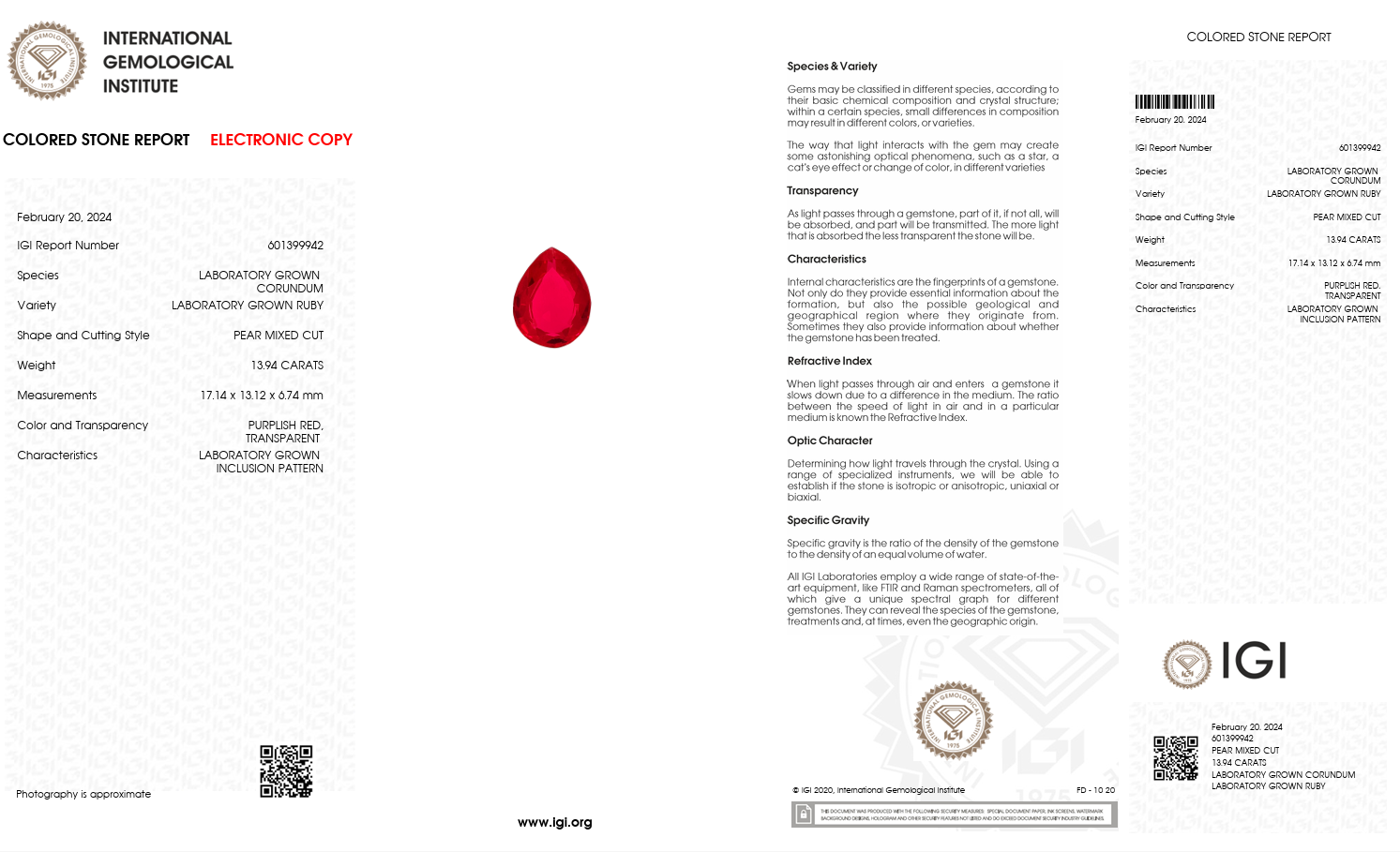 IGI Certified Laboratory Grown Ruby | 1.60 Carat Round Brilliant Cut | Purplish Red Fine Gem Secondary image