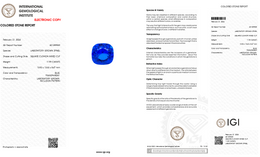 IGI Certified Laboratory Grown Blue Spinel | 11.99 Carat Square Cushion Mixed Cut | Luxury Statement-Saleh Sallom