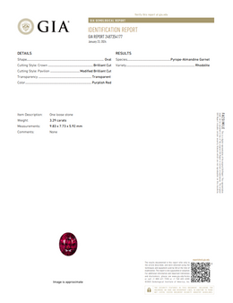 GIA Certified Natural Rhodolite Garnet | 3.29 Carat Oval Cut | Purplish Red-Saleh Sallom