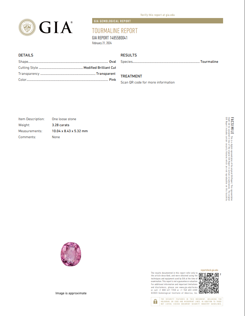 GIA Certified Natural Pink Tourmaline | 3.28 Carat Oval Cut | Elegant Soft Pink-Saleh Sallom