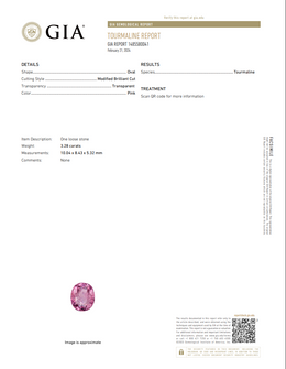 GIA Certified Natural Pink Tourmaline | 3.28 Carat Oval Cut | Elegant Soft Pink-Saleh Sallom
