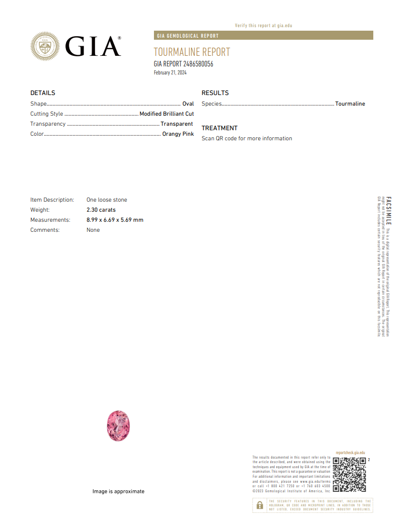 GIA Certified Natural Pink Tourmaline | 2.30 Carat Oval Cut | Orangy Pink-Saleh Sallom