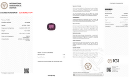 IGI Certified Natural Purple Spinel | 1.16 Carat Cushion Cut | Vibrant Violet Gemstone