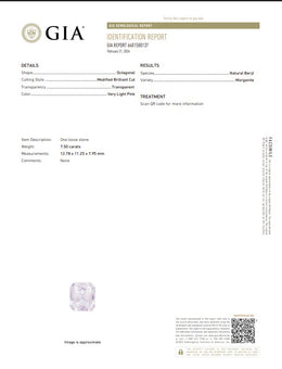 GIA Certified Natural Morganite | 7.50 Carats Octagonal Modified Brilliant Cut | Very Light Pink-Saleh Sallom