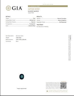 GIA Certified Natural Greenish Blue Sapphire | 1.84 Carats Oval Mixed Cut | Unheated-Saleh Sallom
