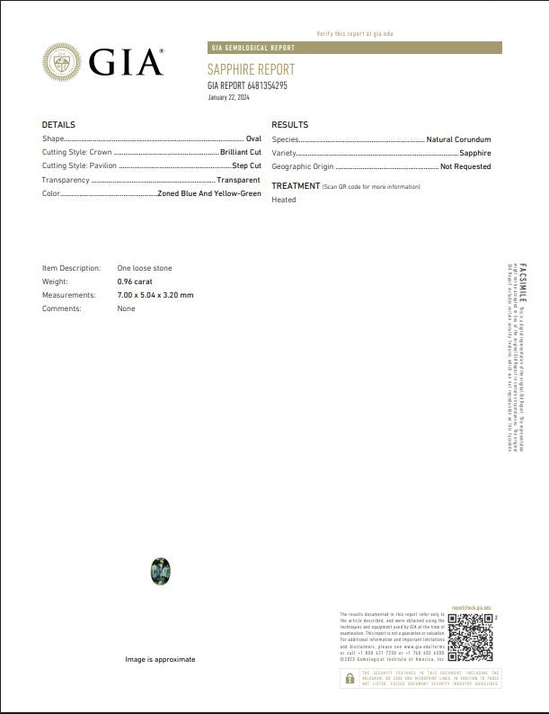 GIA Certified Natural Zoned Blue and Yellow-Green Sapphire | 0.96 Carat Oval Mixed Cut | Heated-Saleh Sallom