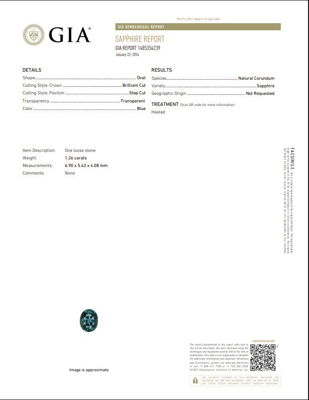 GIA Certified Natural Blue Sapphire | 1.26 Carats Oval Mixed Cut | Heated-Saleh Sallom