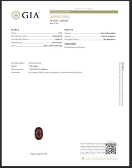 GIA Certified Natural Brownish Red-Orange Sapphire | 7.10 Carats Oval Mixed Cut | Unheated-Saleh Sallom